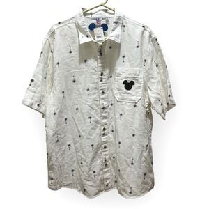 Disney x Junk Food‎ Mickey Palm Tree Button Up Shirt XL White 100% Cotton NWT